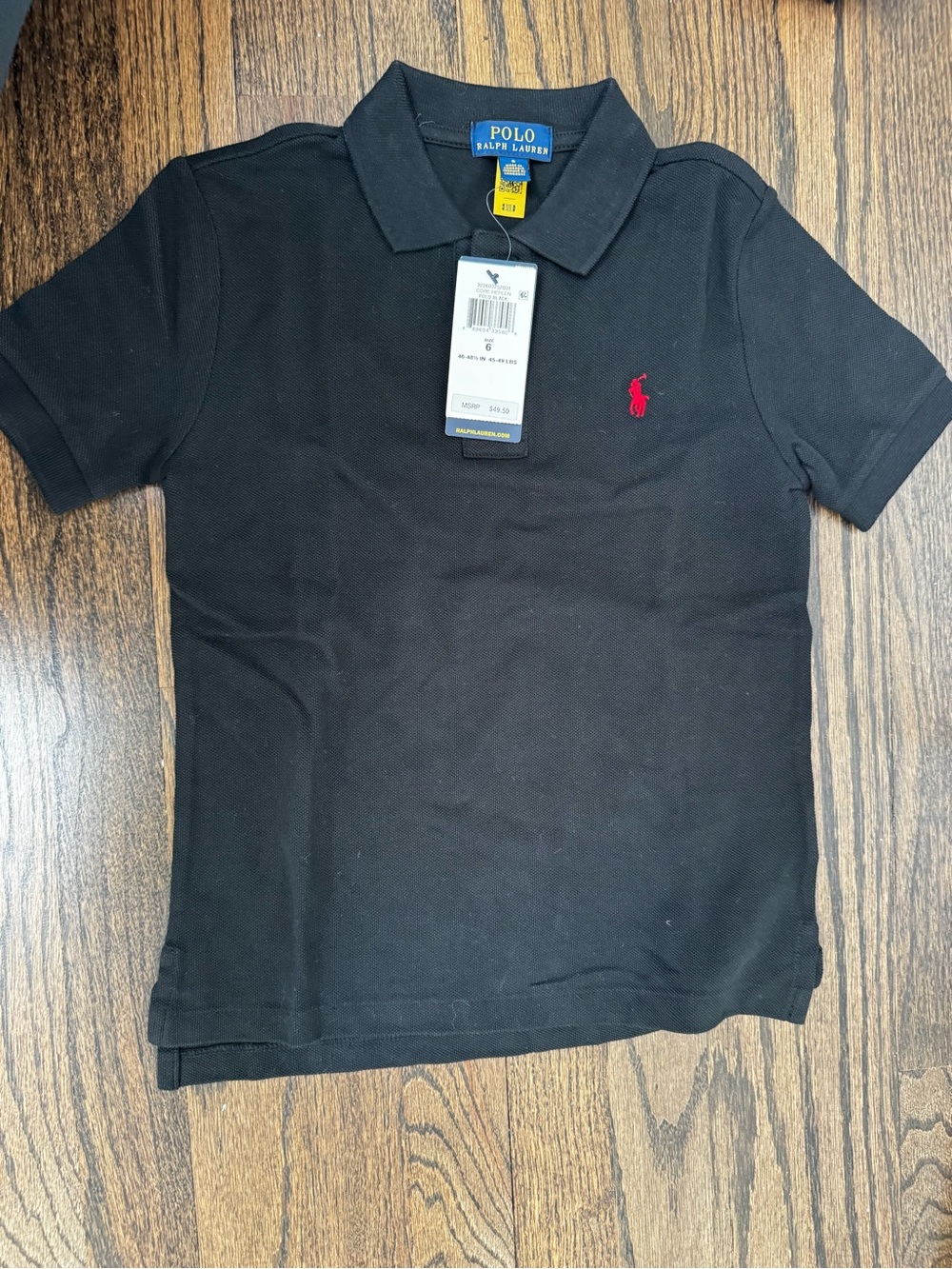 Ralph Lauren Black Polo with Red Pony Embroidery